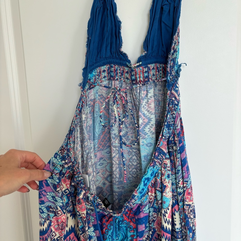 Blue Patterned Maxi Dress - Picture 7 of 8